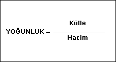 yoğunluk formülü